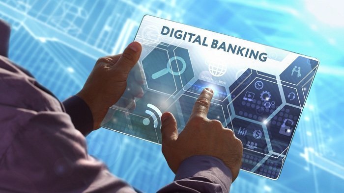 Two hands doing digital banking