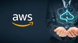 AWS logo with a man's hand in the background