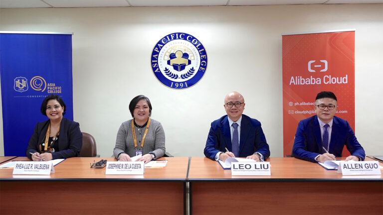 Executives of Alibaba Cloud and the Asia Pacific College during the MOA-signing