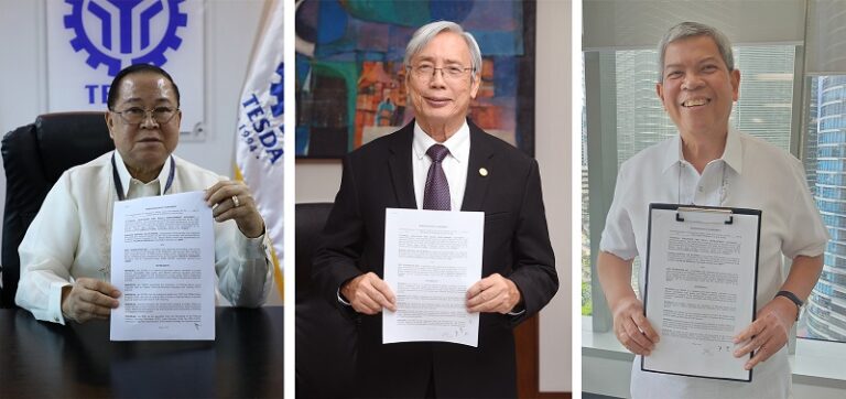 TESDA Director General Danilo P. Cruz together with BSP Governor Felipe M. Medalla, and BDOF President Mario A. Deriquito