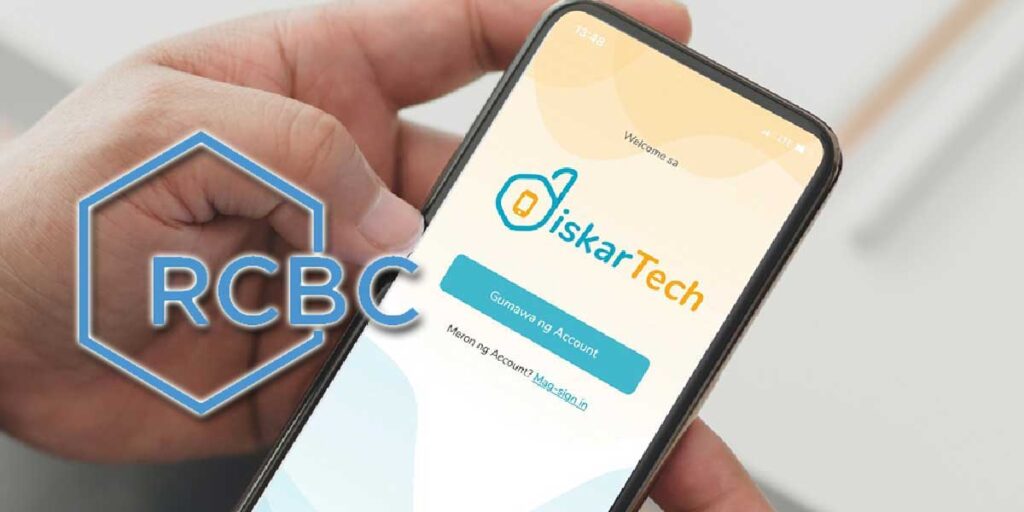 A handheld phone with the RCBC Diskartech app