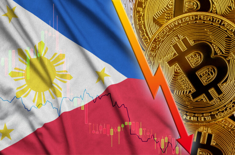 The Philippine flag and Bitcoin, a form of cryptocurrency