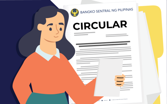 Caricature showing a woman while reading a BSP circular about coin exchange limits