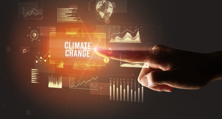 An artist's illustration showing tech solutions for the climate change crisis