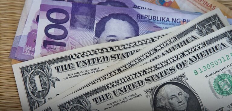 A collage of Dollar and Peso paper bills