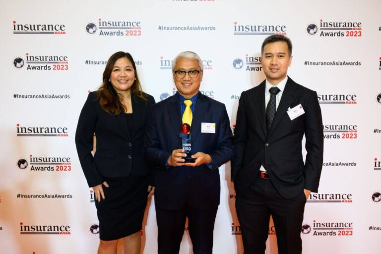 Top executives of Etiqa Philippines after receiving the Insurtech Initiative of the Year award
