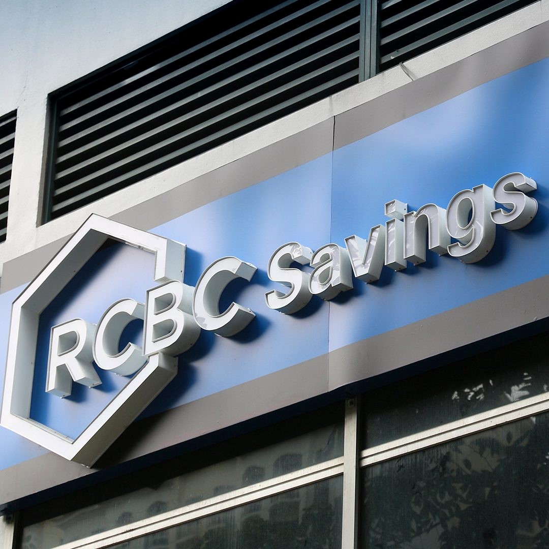 Facade shot of RCBC's office building in Makati (with logo)