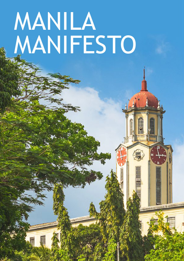 Cover page of the Manila Manifesto featuring the Manila City Hall clock tower