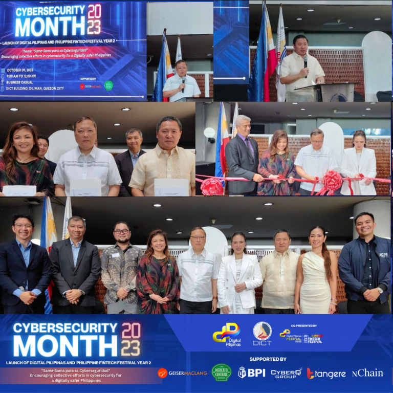 Amor Maclang of Digital Pilipinas together with top exectuives of DICT and the MTRCB at the kick-off event for Cybersecurity Month