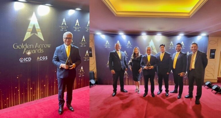 Rico Bautista, President and CEO of Etiqa Philippines, together with his staff at the Golden Arrow Awards 2023