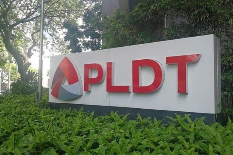 A signage for PLDT outside of the telecom giant's office in Makati