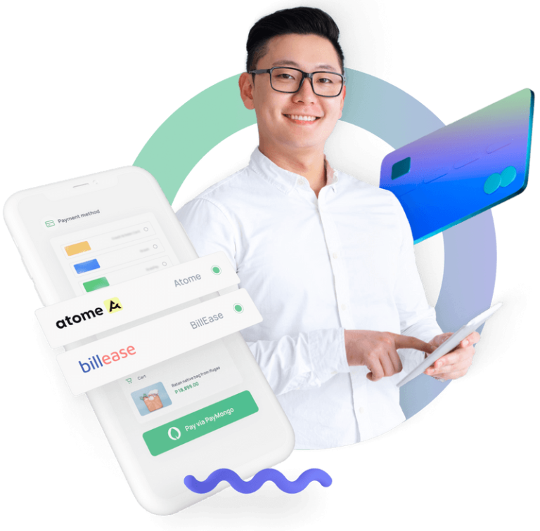 A man holding a tablet that contains the Atome and BilEase apps