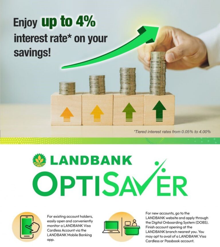 Poster showing how you can earn more from Landbank's OptiSaver account