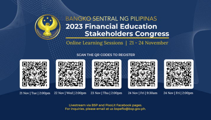 Poster for BSP's Fin-Ed Stakeholders Congress (with QR codes)