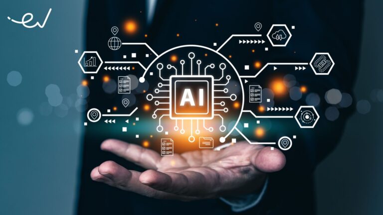 A hand showing various opportunities with AI