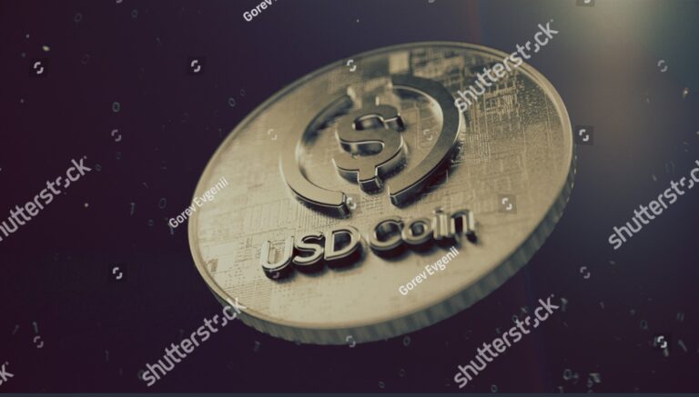 Illustrated photo of a USDC stable coin from Shutterstock.com
