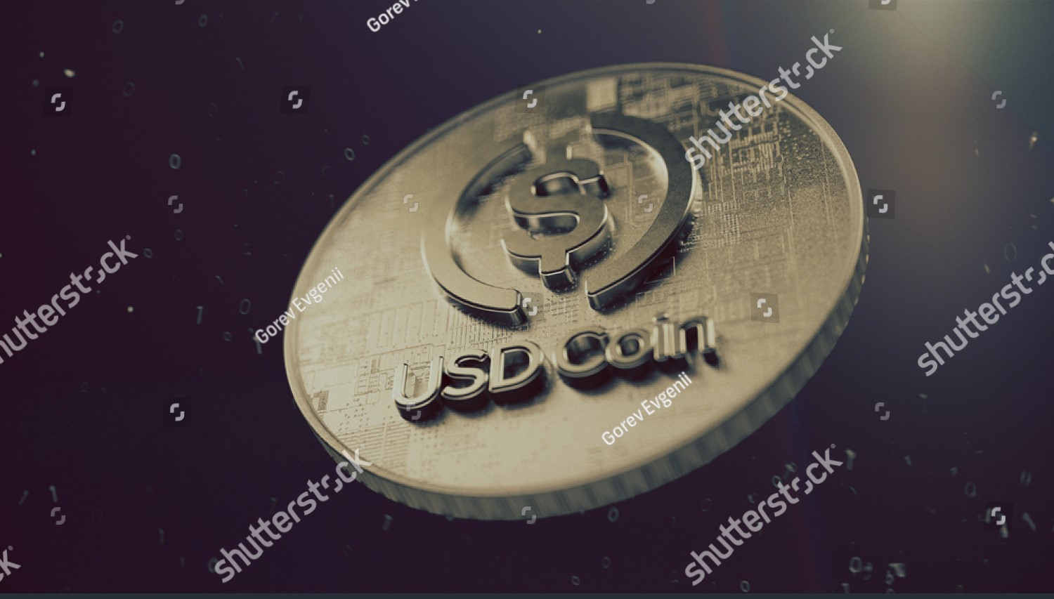 Illustrated photo of a USDC stable coin from Shutterstock.com