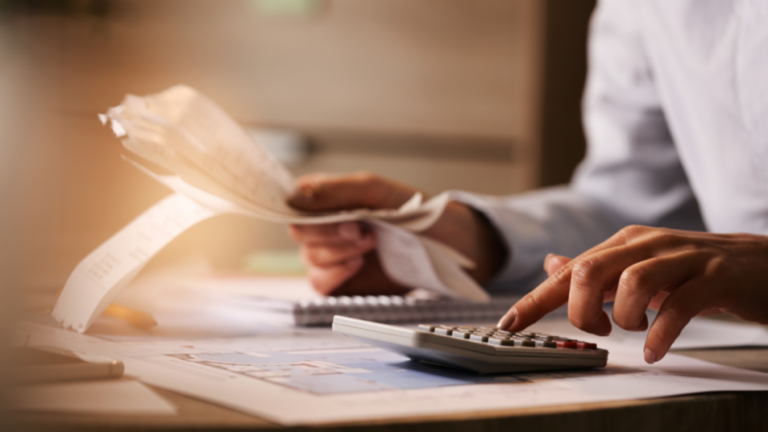 A person holding on to a loan transaction while using the calculator