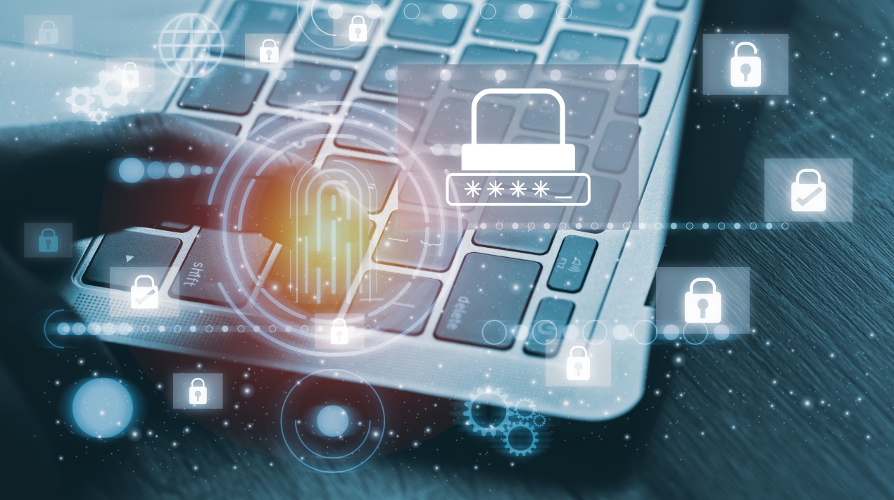 Image of a laptop with locked key to demonstrate importance of security