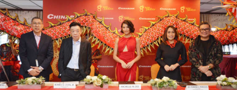 Photo shows Chinabank Chief Finance Officer Patrick Cheng, President & CEO Romy Uyan, Michelle Dee, Sparkle GMA Artist Center Vice President Joy Romina Marcelo, and Miss Universe Philippines Creative Director Jonas Gafud.