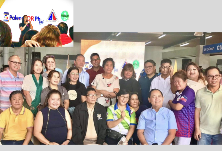 Members of the Pederasyon QC Palengke during the launch of Paleng QR PH Plus in Q.C.