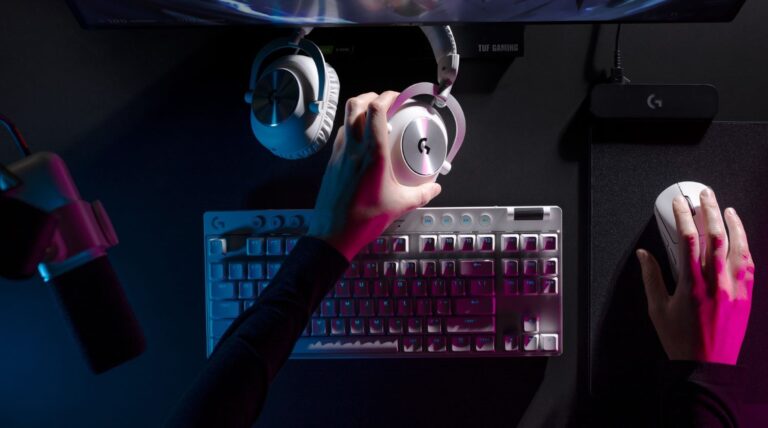 Bird's eye view of an esports gamer using Logitech's Pro X 2 Lightspeed Headset