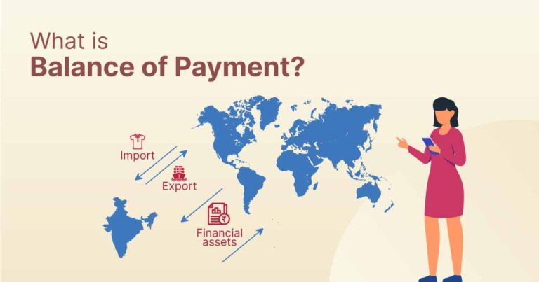 Caricature of a woman explaining what Balance of Payment (BOP) means
