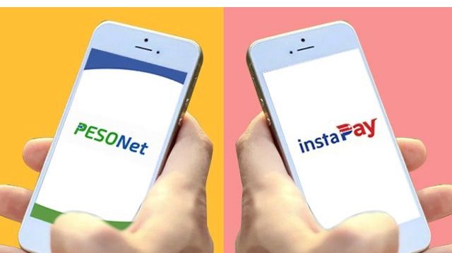 Mobile phones with PESONet and InstaPay apps