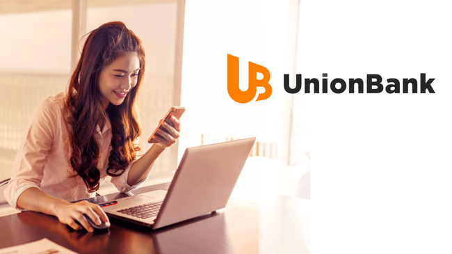 A woman conducting online banking transaction through UnionBank