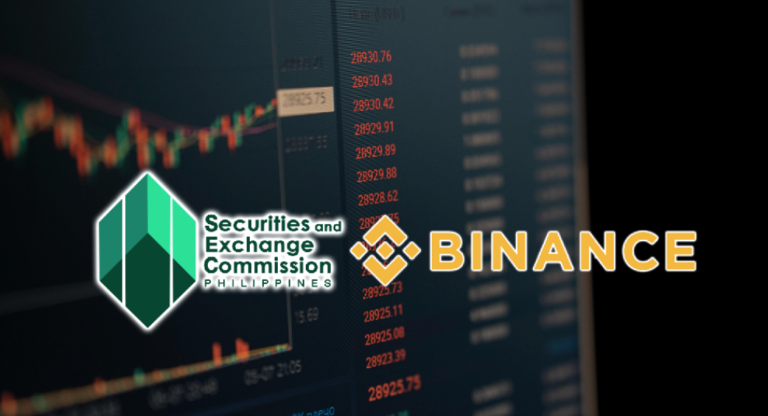 Photo showing the logo of both the SEC and Binance