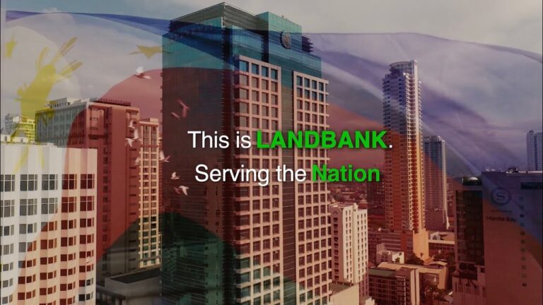 LANDBANK tagline of serving the nation with flag of the Philippines as backdrop