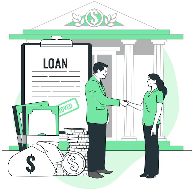 Cartoonized illustration for a bank loan concept
