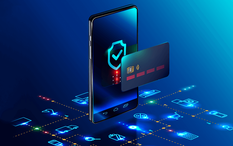 Mobile phone and a credit card combined to illustrate what an e-wallet is all about