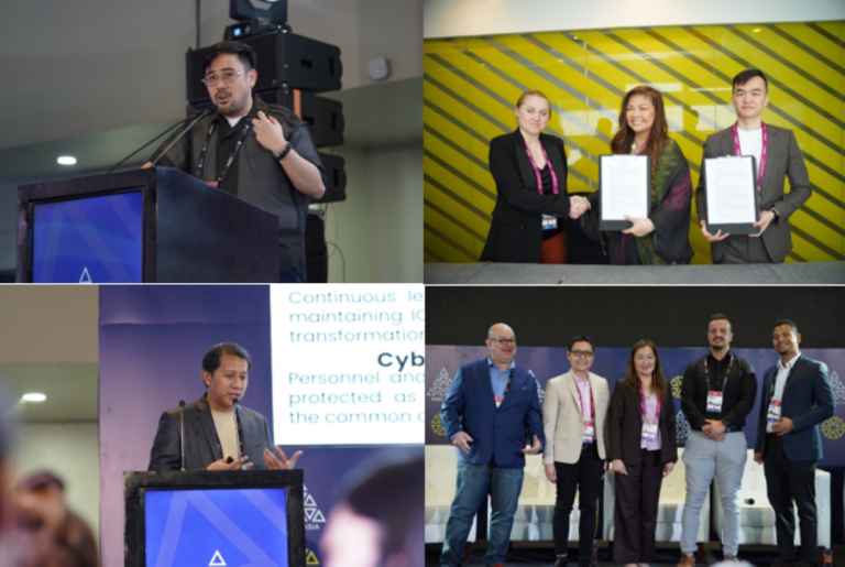 Photo collage featuring Amor Maclang of Digital Pilipinas together with thought leaders in the technology, security, and innovation sectors at the SIGMA Asia Summit 2024