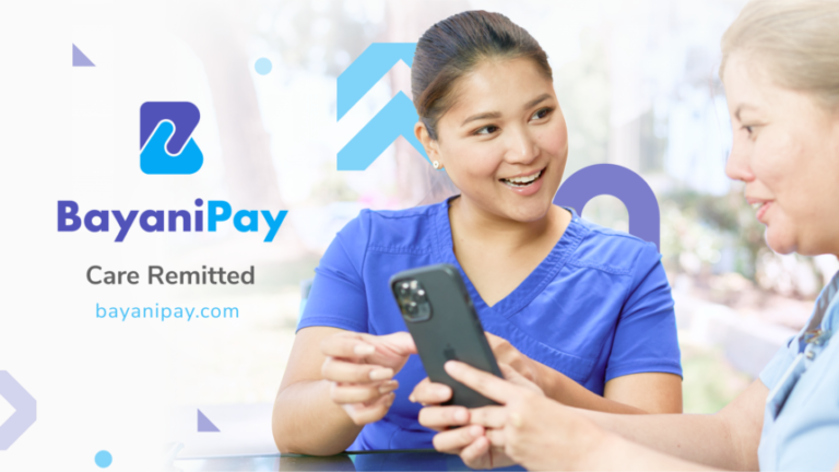 poster for BayaniPay showing a woman talking to a financial advisor