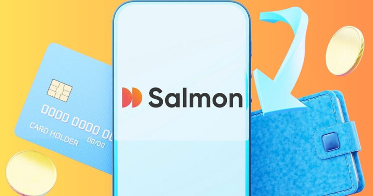 Images of a mobile phone, wallet and credit card with logo of Salmon Group Ltd