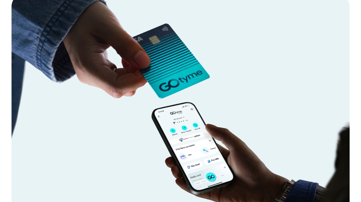 GoTyme Bank's credit card and digital app (on a mobile phone)