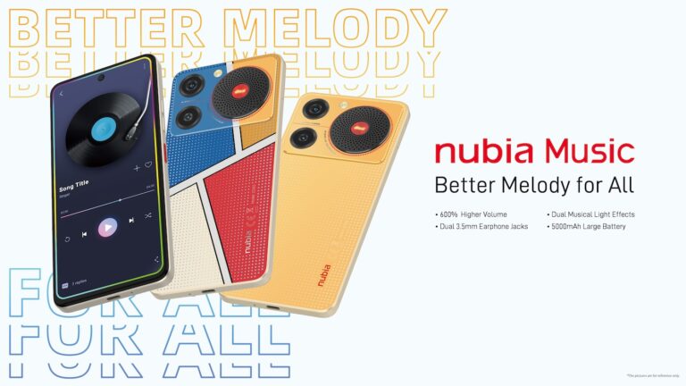 Poster from nubia Philippines showing mobile phones equipped with its latest line of products under the nubia Music selection