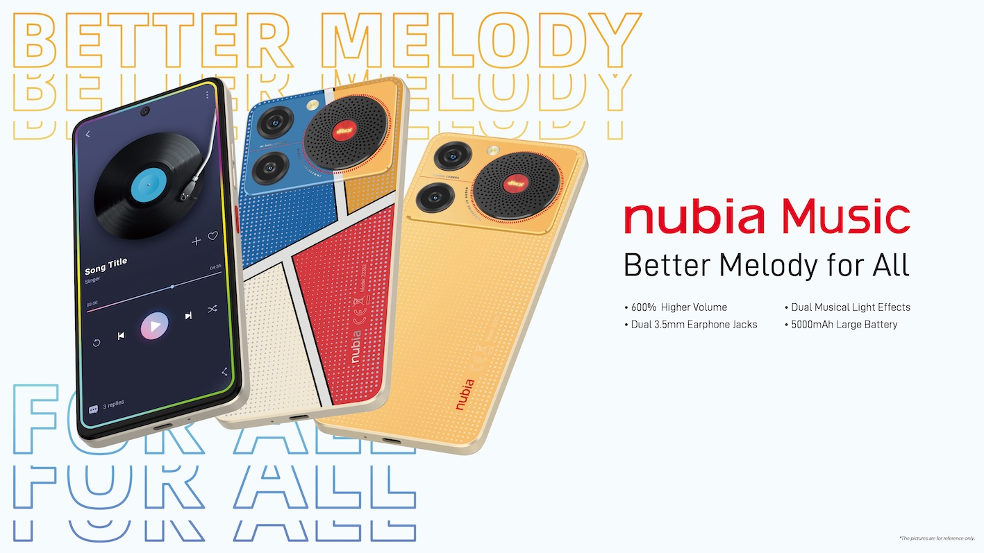 Poster from nubia Philippines showing mobile phones equipped with its latest line of products under the nubia Music selection