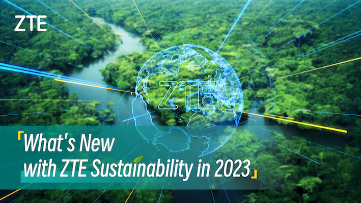 Cover page of ZTE's sustainability report to highlight how ZTE is pioneering green innovation and a sustainable digital economy