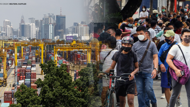 Economic growth prospects are back on track as signified by photo of tall buildings and some people with a bike