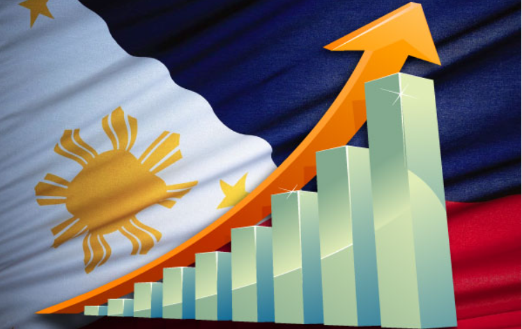 Our country's economic growth is back on track as signified by photo of the Philippine flag with bar graph pointing upwards