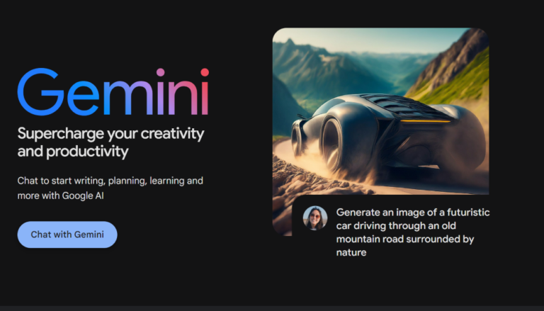 Poster about Google's Gemini AI and the powerful tools it offers to help enhance creativity and productivity