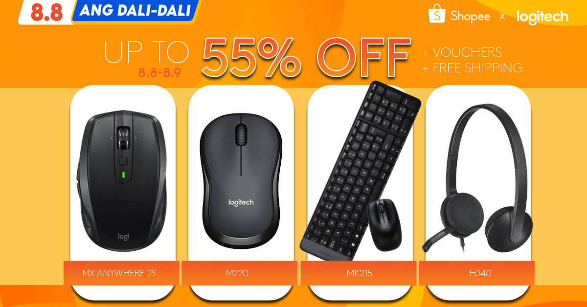 Poster announcing Logitech's Big 8.8 ‘Ang Dali Dali’ Sale on Shopee