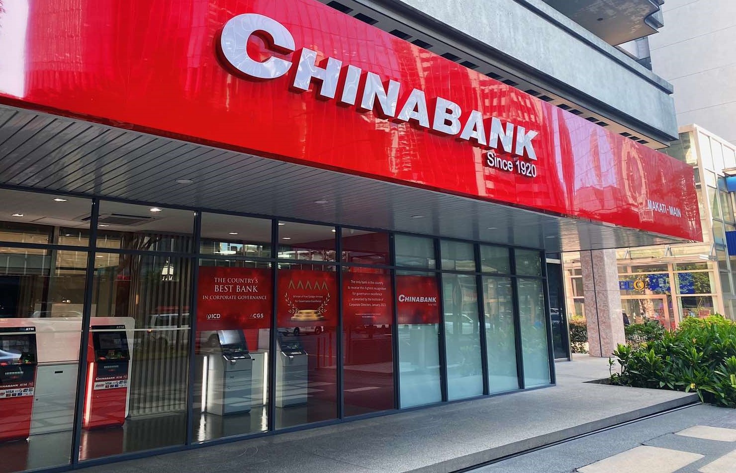 Facade shot of a Chinabank branch in Manila