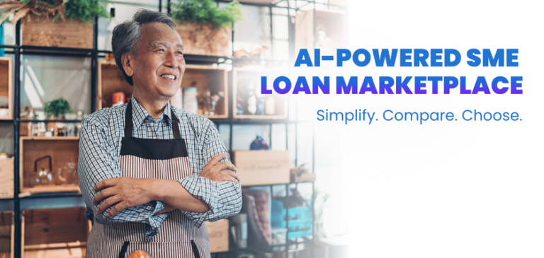 Kredit Hero poster showing an old man with the caption AI-powered SME loan marketplace