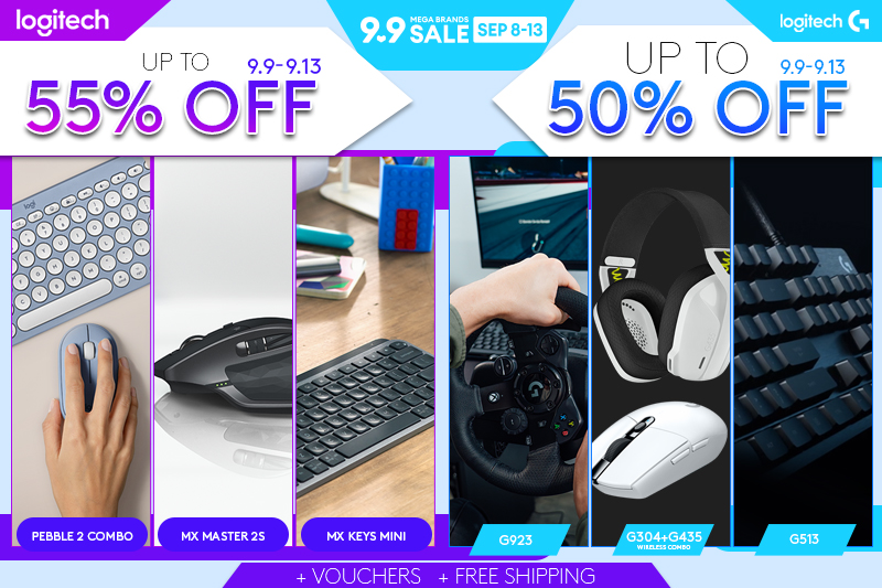 Poster for Logitech’s 9.9 double-digit sale on Lazada that offers unmissable deals
