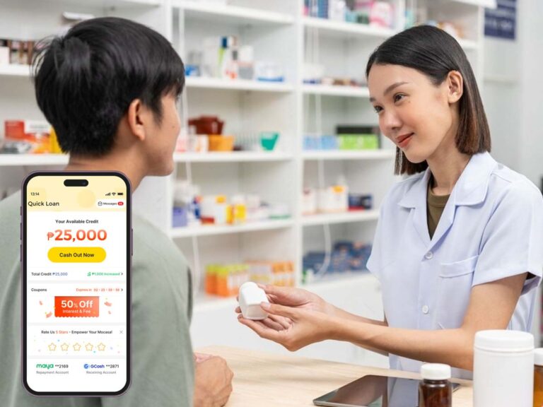 Mocasa app on your phone can be used to buy meds from a pharmaceutical shop, as shown in this photo of a man and a woman