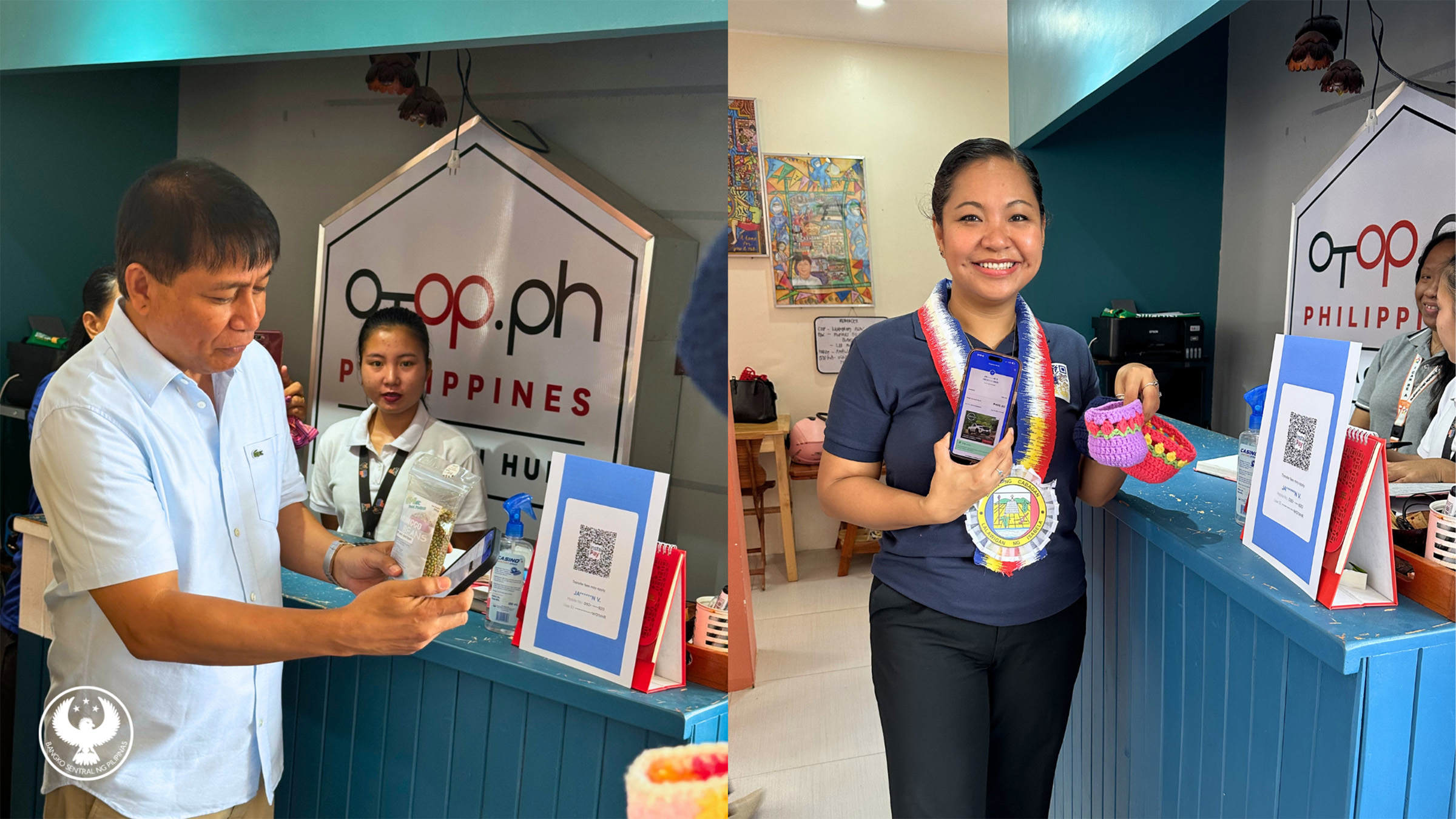 BSP Tuguegarao Branch Area Director Eva Lynne M. Marcos (right) and Cabagan, Isabela Mayor Christopher A. Mamauag (left) during the launch of Paleng-QR Ph Plus in Cabagan, Isabela