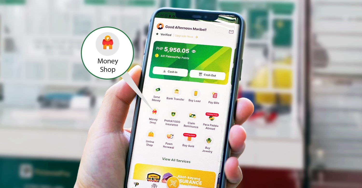 PalawanPay Money Shop, as shown in this photo of a mobile phone with the app, will give MSMEs extra revenue opportunities
